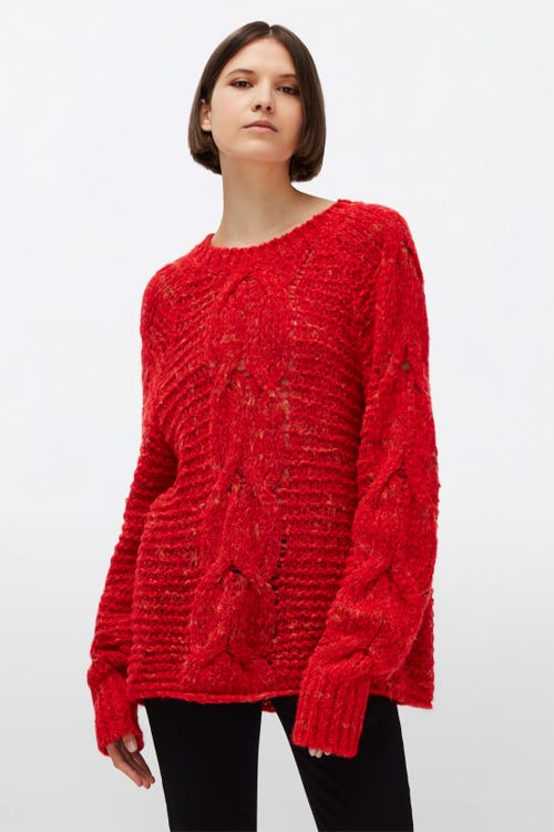 CHUNKY SPECKLED KNIT WOOL ALPACA RED