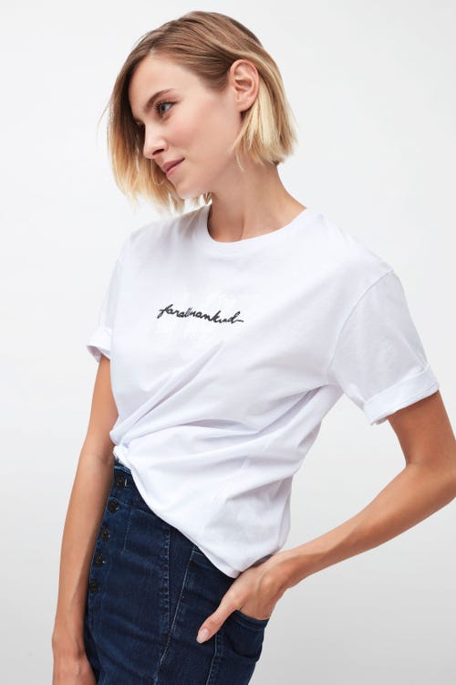  SEQUINED LOGO TEE COTTON WITH SEQUINS WHITE 